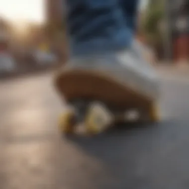 Close-up of non-slip sole providing excellent grip on the skateboard