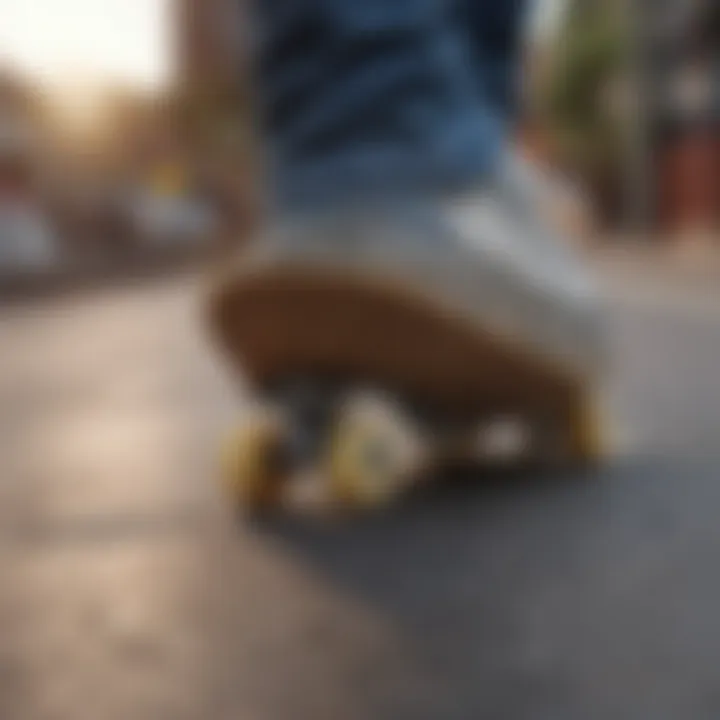 Close-up of non-slip sole providing excellent grip on the skateboard