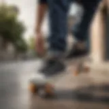 Skateboarder executing a perfect trick with non-slip skate shoes