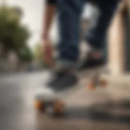 Skateboarder executing a perfect trick with non-slip skate shoes