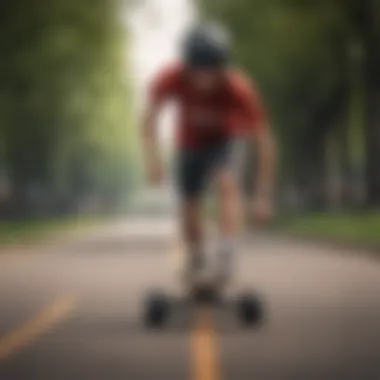 Beginner Techniques for Longboarding A beginner practicing longboarding techniques in a park.
