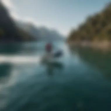 Aerial view of eFoil rider gliding over crystal-clear waters