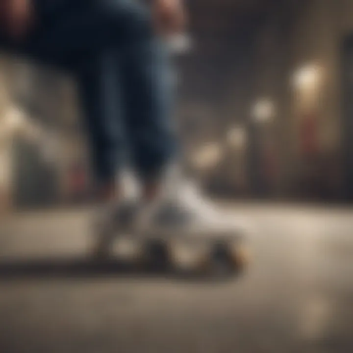 Athlete performing a trick while wearing Adidas Matchcourt shoes on a skateboard