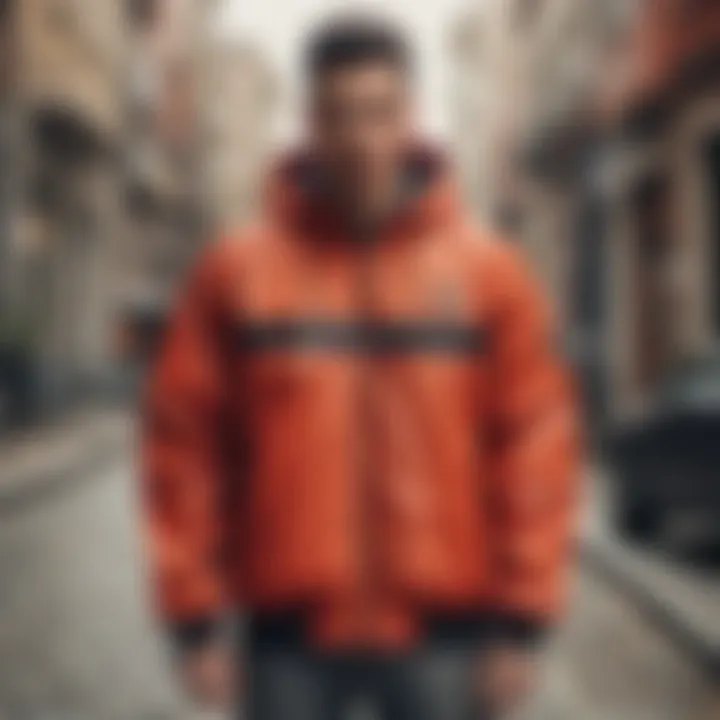 A collage of different styling options featuring the adidas vintage windbreaker jacket in urban settings.