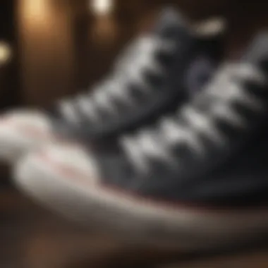 A close-up view of Converse Hi Tops showcasing their unique design and texture.