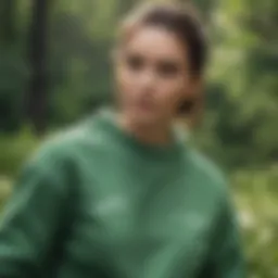 A vibrant green sweatshirt styled with extreme sports gear in an outdoor setting.