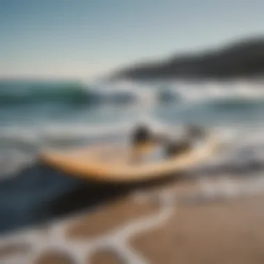 Battery-Operated Surfboard in Action A sleek battery-operated surfboard gliding over ocean waves
