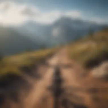 Mountain biking trail overlooking majestic mountain peaks in the US