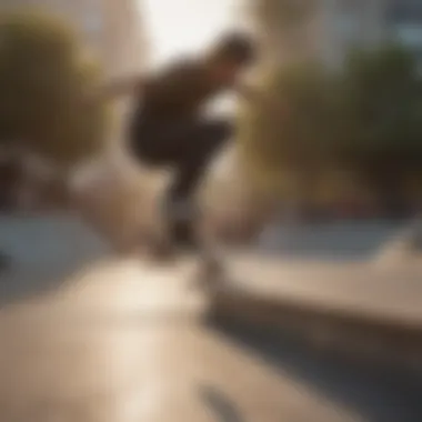 Skateboard enthusiasts testing their boards in an urban skate park.