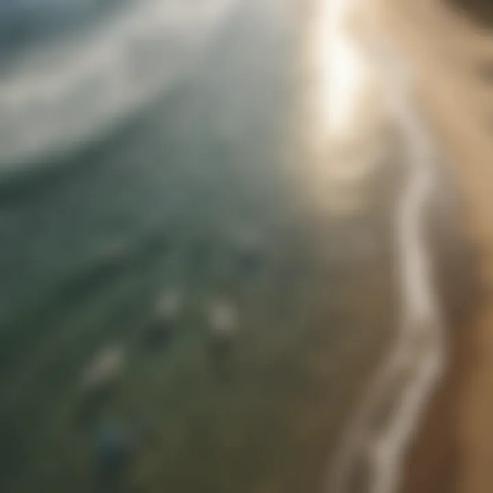 Aerial shot of surfers at Pacific Beach