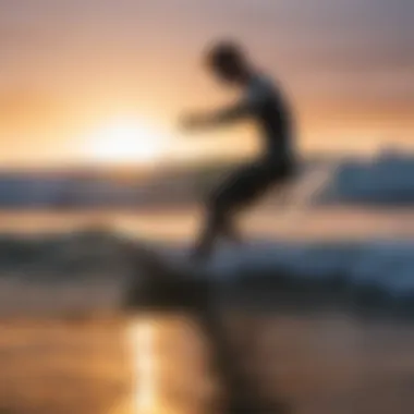 Sunset view of surfers at Tourmaline Surf Park