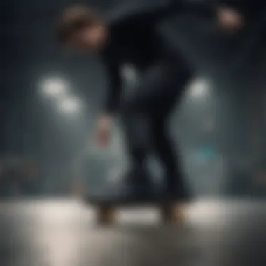 Performance in Action Skater performing a trick while wearing black Nike skate shoes