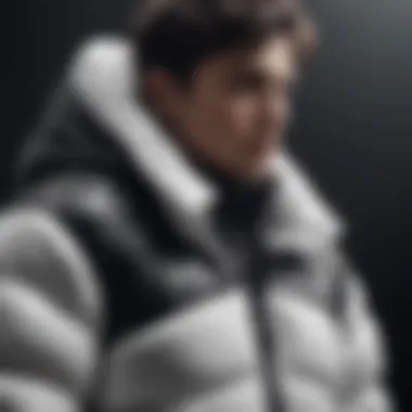 A collection of black and white puffer jackets showcasing different styles