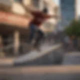 Skateboarder performing a kickflip on a blank board