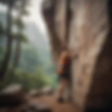 Scenic view of a bouldering spot surrounded by nature