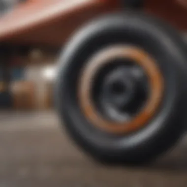 Close-up of durable polyurethane skateboard wheels