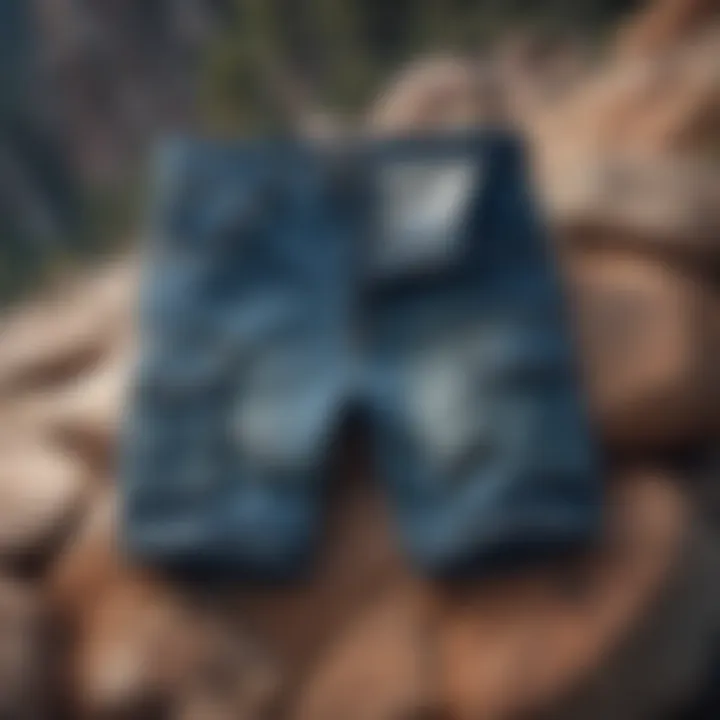 Denim Cargo Shorts on Mountain Summit