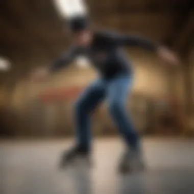 Dynamic Performance in Action Skater performing tricks while wearing Dickies skating pants