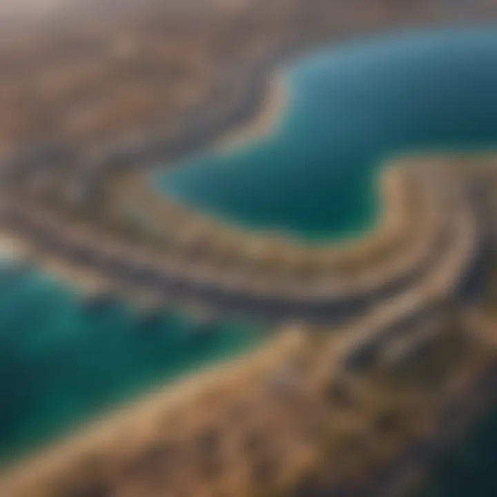 A breathtaking aerial view of El Gouna's coastline, highlighting its stunning lagoons and vibrant landscape.