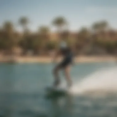 A group enjoying a thrilling wakeboarding session against the backdrop of El Gouna's picturesque surroundings.