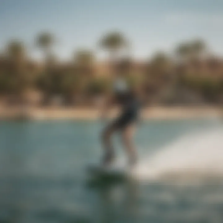 A group enjoying a thrilling wakeboarding session against the backdrop of El Gouna's picturesque surroundings.