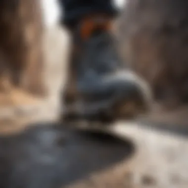 Close-up of an athlete's shoes gripping a challenging surface