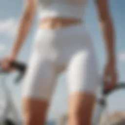 A sleek and aerodynamic ladies' white bike shorts on a racing bike