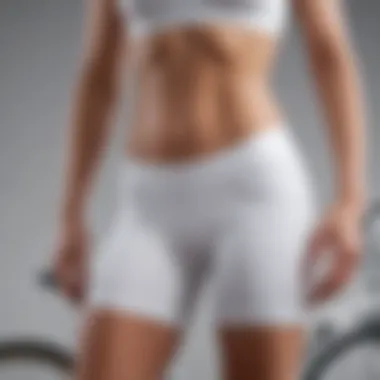 Detailed view of the seamless design of ladies' white bike shorts for comfort and performance