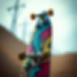 A vibrant longboard showcasing its unique design elements.