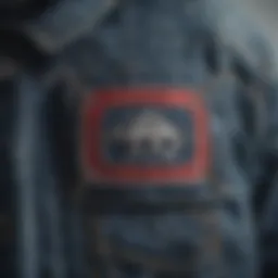 Close-up of the Lurking Class denim jacket showcasing intricate stitching and design details