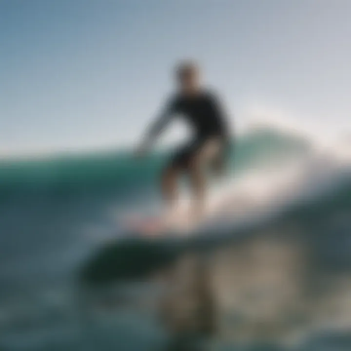 Action shot of a surfer riding a motor powered surf board