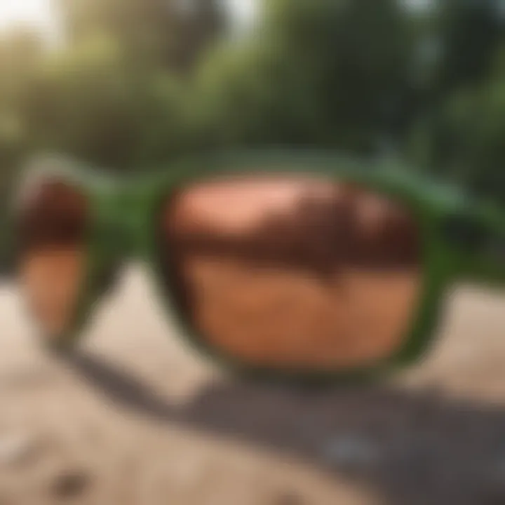 Close-up of Oakley sunglasses showcasing their innovative lens technology