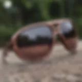 Close-up view of Pit Viper sunglasses showcasing unique frame design