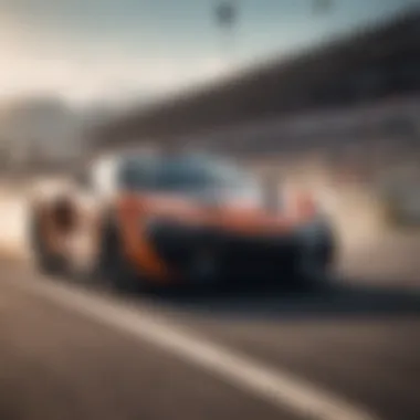 A stunning race car speeding on the track