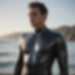 Athlete measuring chest circumference for wetsuit size