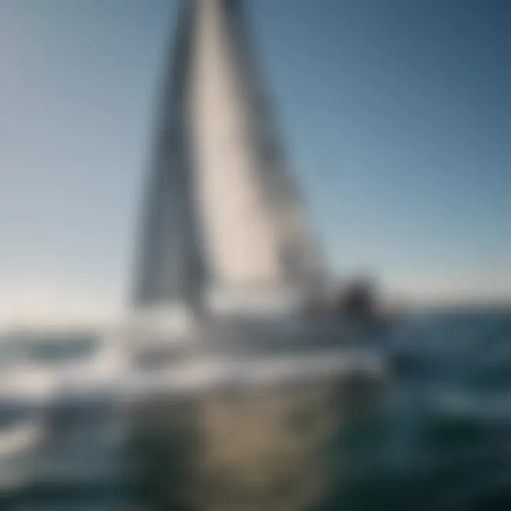 Close-up view of a cutting-edge sailboat technology in action