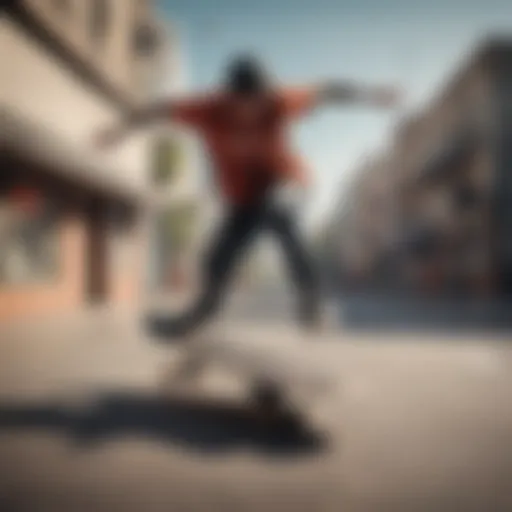 A skateboarder performing a trick in a virtual environment