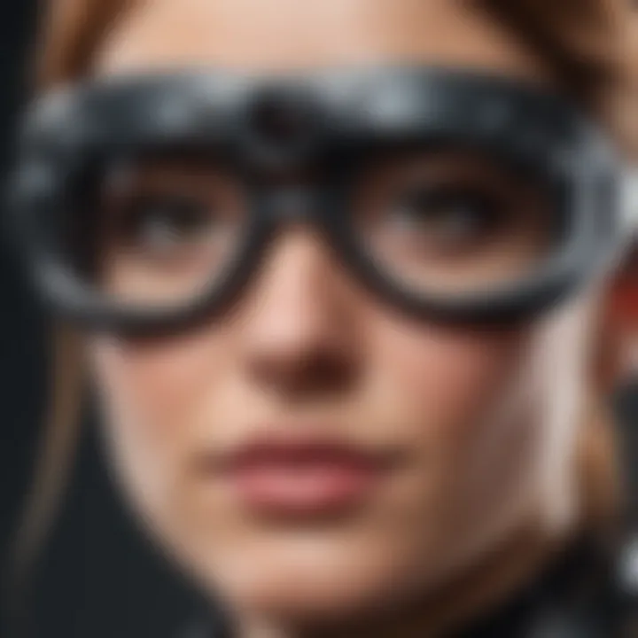 Close-up view of advanced technology integrated into spy goggles.