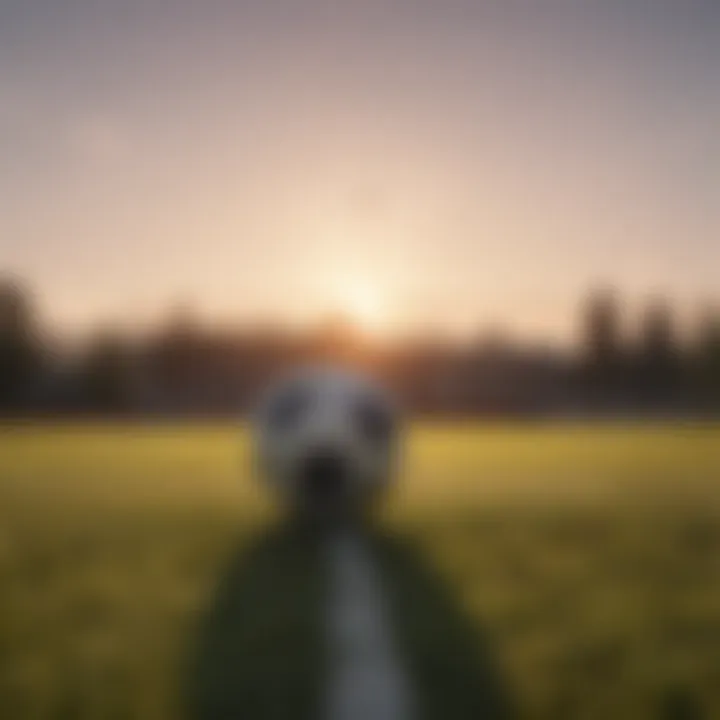 Striking view of a soccer field at sunset