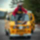 Vibrant yellow checkerboard Vans styled with extreme sports gear