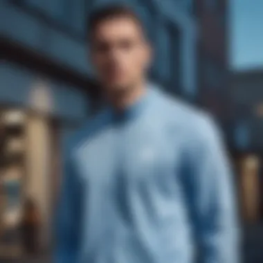 Stylish light blue Adidas tracksuit showcased in an urban setting