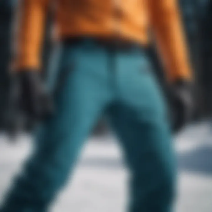 An array of ski pants featuring different styles and colors