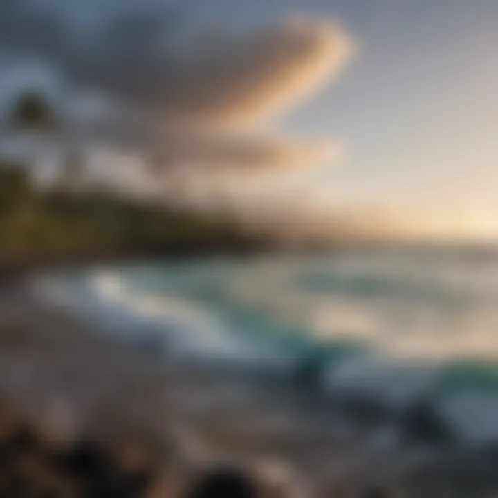 A panoramic shot of the coastline at Kailua-Kona, perfect for surfing