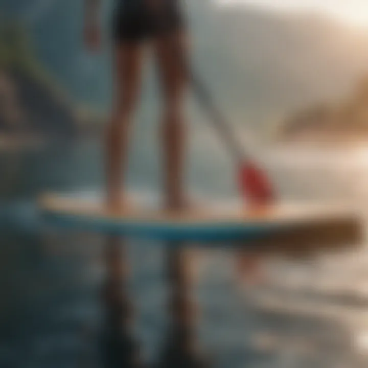 A serene water scene depicting the popularity and trends of foil SUP boards.