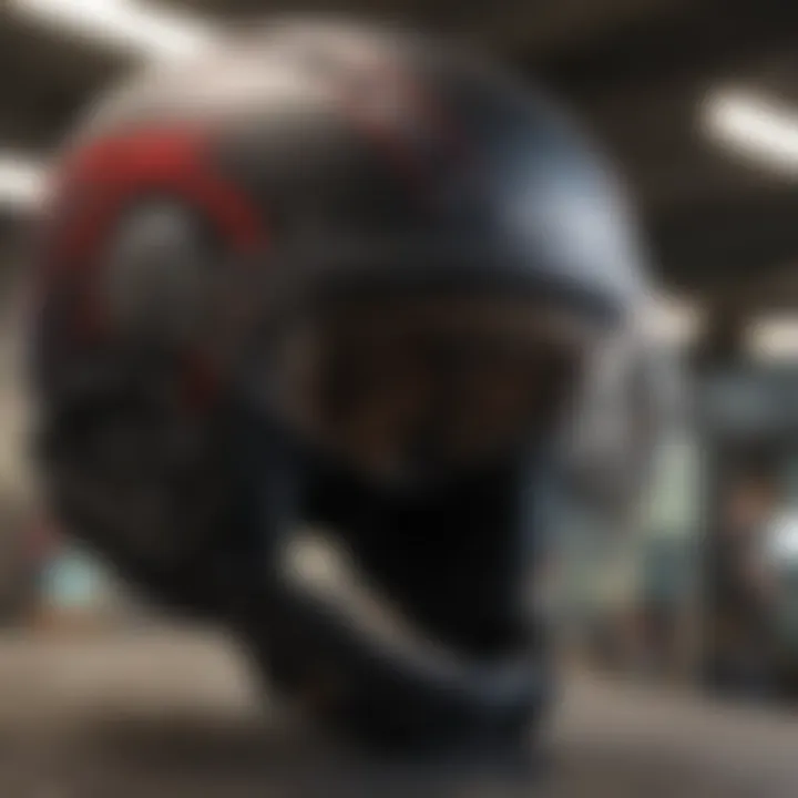 Close-up of helmet safety standards and certifications