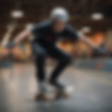 Skater demonstrating safe practices with a helmet