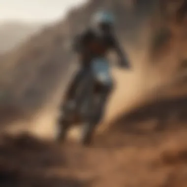 Hybrid Dirt Bike in Action A sleek hybrid dirt bike navigating through rugged terrain.