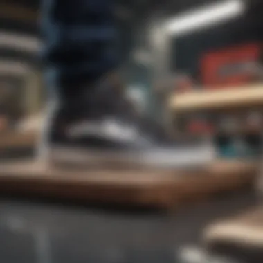 Lakai's Footwear Influence Lakai footwear displayed against a backdrop of skateboarding gear