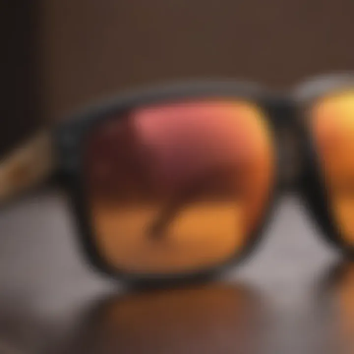 Close-up of Oakley Holbrook Prizm lens technology showcasing clarity and color enhancement