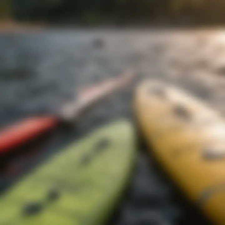 Different types of SUP paddles displayed